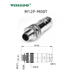 Соединитель клеммный VELLEDQ M12P-M08T (вилка)