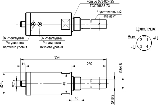 габаритный чертеж емкостного датчика CSA EC49